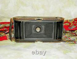 Antique 1909 Kodak Folding Pocket 1A Camera Model D Red Bellows/ Inst Book/Case