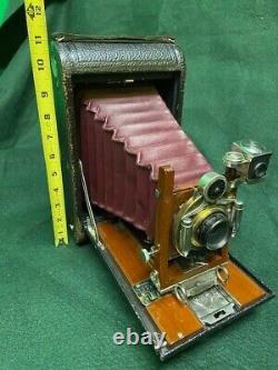 Antique Folding Kodak 4A Model A Large Red Bellows Camera Bausch & Lomb Lense
