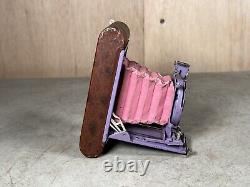 Antique KODAK Petite Vest Pocket Folding Camera Purple Pink Bellows Nice