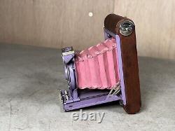 Antique KODAK Petite Vest Pocket Folding Camera Purple Pink Bellows Nice