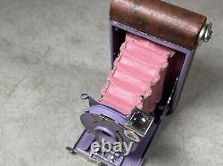 Antique KODAK Petite Vest Pocket Folding Camera Purple Pink Bellows Nice