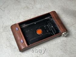 Antique KODAK Petite Vest Pocket Folding Camera Purple Pink Bellows Nice