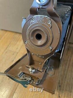 Antique Kodak Camera Rainbow Hawk Eye No 2A Folding Model B Brown Vintage Photo