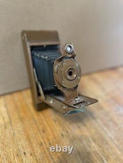 Antique Kodak Camera Rainbow Hawk Eye No 2A Folding Model B Brown Vintage Photo