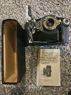 Kodak No. 2 folding Autographic brownie Film camera 1920's Era, Box & Inst
