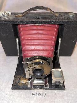 Kodak No. 3 Folding Brownie Camera red bellows brass lens wooden antique