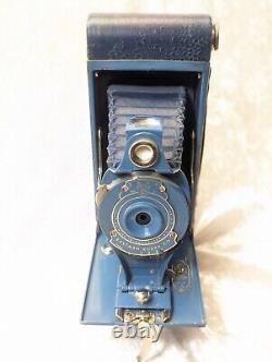 Kodak Rainbow Hawkeye Blue Folding Camera #2A Model B 1931-1932. Great Cond. S2