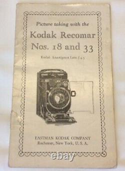 Kodak Recomar Model 18 Folding Camera w Case 1932 1940, Owner's Manuel w More