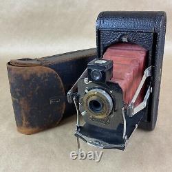 No. 1A Folding Pocket Kodak Red Bellows Folding Camera With Case