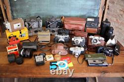 Vintage Antique Film Camera Lot Kodak Yashica Electro 35 Vokar lenses Polaroid