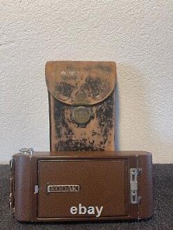 Vintage No. 1A Pocket Kodak Camera And Official Kodak Case Very Rare Brown