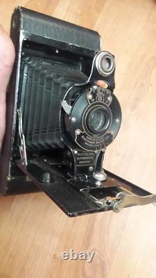 Vintage camera with folding fur Kodak. WWII. WW2
